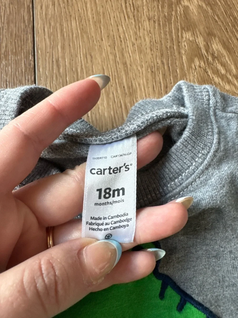 Carter's Gray Sweatshirt with Green Alligator Graphic
